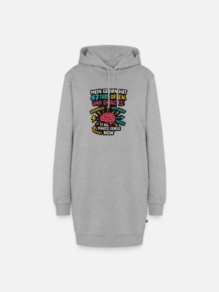 Mein Gehirn hat 47 Tabs offen Und Snacks ADHS Shir - Hoodie-Kleid - Grau meliert
