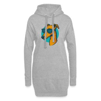 Windhund, Galgo Sonnenbrille Pop-Art - Hoodie-Kleid - Grau meliert - Vorne
