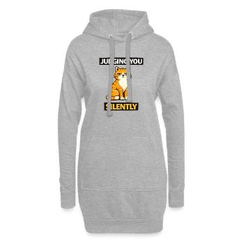 Chat sarcastique « Te jugeant silencieusement » - Sweat-shirt à capuche long Femme - gris chiné - Devant