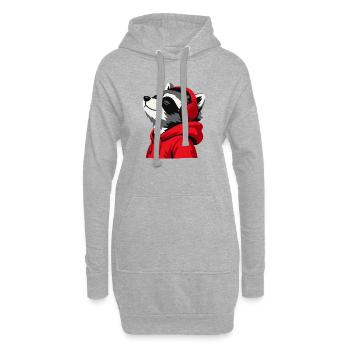 Raccoon Beats Hoodie Maskottchen - Hoodie-Kleid - Grau meliert - Vorne