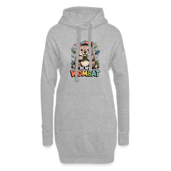 Be My Wombat – bunter Kuschel-Wombat - Hoodie-Kleid - Grau meliert - Vorne
