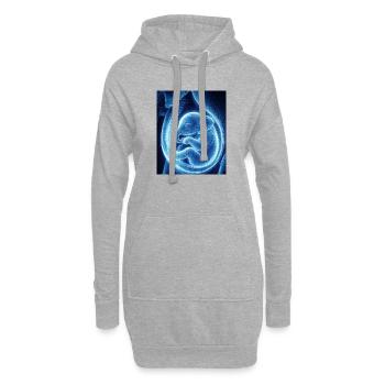 Blaues Ultraschallbaby im Mutterleib - Hoodie-Kleid - Grau meliert - Vorne