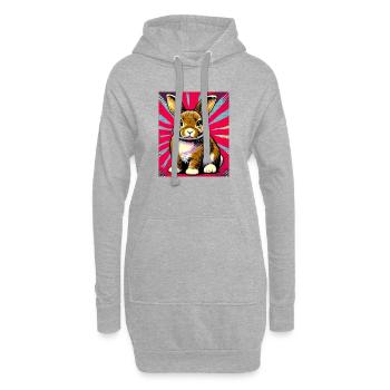 Kaninchen - Hoodie-Kleid - Grau meliert - Vorne