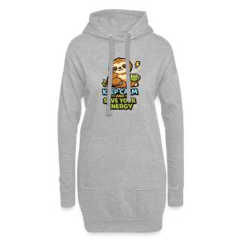 Kuschelsloth Kaffee Ruhe - Hoodie-Kleid - Grau meliert - Vorne