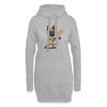 Belgischer Malinois Hund Beim Cricket - Hoodie-Kleid - Grau meliert - Vorne