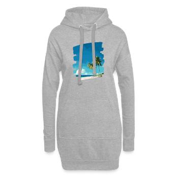 Tropische Palmen am Strand - Hoodie-Kleid - Grau meliert - Vorne