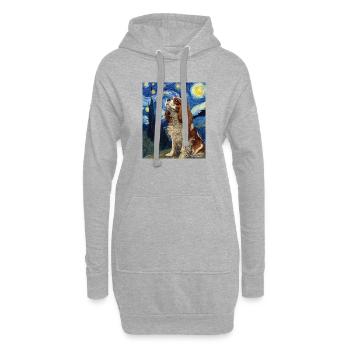 Cavalier King Charles Spaniel - Hoodie-Kleid - Grau meliert - Vorne