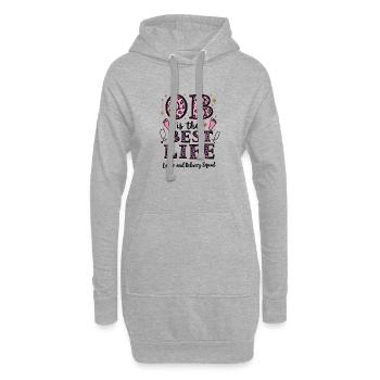 Cadeau Édition Léopard Rose OB Best Life - Sweat-shirt à capuche long Femme - gris chiné - Devant
