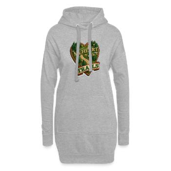 Mein Herz braucht Wanderwege, Natur, Wandern, Wildnis. - Hoodie-Kleid - Grau meliert - Vorne