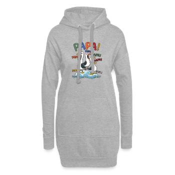 Lustige Papa Möwen auf Eisscholle - Comic Design - Hoodie-Kleid - Grau meliert - Vorne