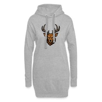 Waldhirsch Kopf Illustration - Hoodie-Kleid - Grau meliert - Vorne