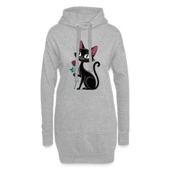 Motif de la rose de chat pour les amateurs de romance - Sweat-shirt à capuche long Femme - gris chiné - Devant