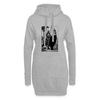 Ritter auf Katze - Hoodie-Kleid - Grau meliert - Vorne