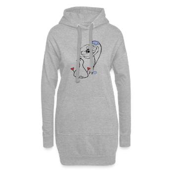 Ente mit Blumen - Hoodie-Kleid - Grau meliert - Vorne