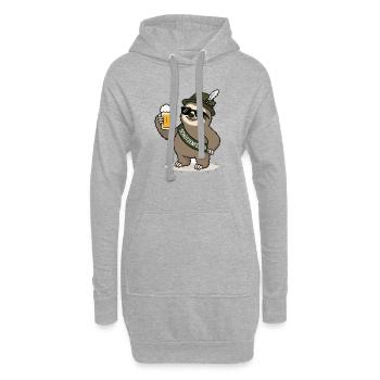 Schützenfest Faultier mit Bier - Hoodie-Kleid - Grau meliert - Vorne