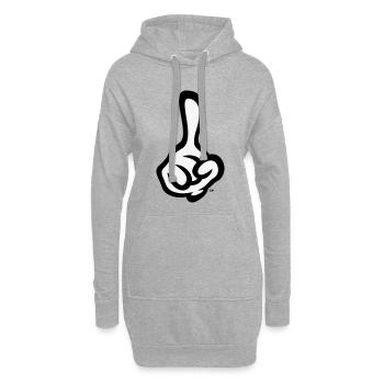Erhobener Zeigefinger (Finger / Rechte Hand / 2C) - Hoodie-Kleid - Grau meliert - Vorne