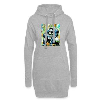 gorille - Sweat-shirt à capuche long Femme - gris chiné - Devant
