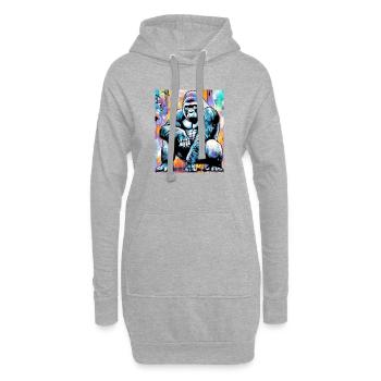 gorille - Sweat-shirt à capuche long Femme - gris chiné - Devant