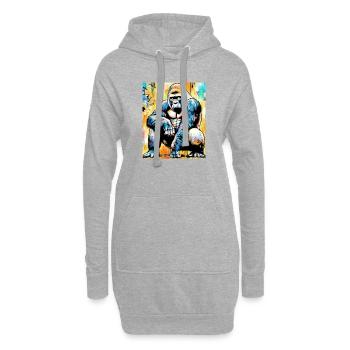 gorille - Sweat-shirt à capuche long Femme - gris chiné - Devant