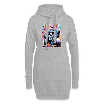gorille - Sweat-shirt à capuche long Femme - gris chiné - Devant