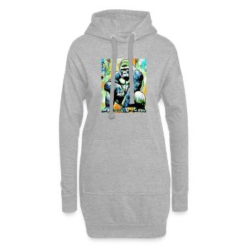 gorille - Sweat-shirt à capuche long Femme - gris chiné - Devant