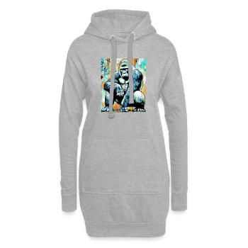 gorille - Sweat-shirt à capuche long Femme - gris chiné - Devant