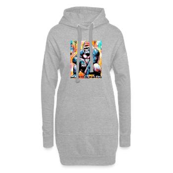gorille - Sweat-shirt à capuche long Femme - gris chiné - Devant