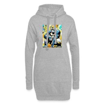 gorille - Sweat-shirt à capuche long Femme - gris chiné - Devant