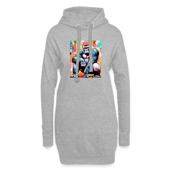gorille - Sweat-shirt à capuche long Femme - gris chiné - Devant