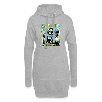 gorille - Sweat-shirt à capuche long Femme - gris chiné - Devant
