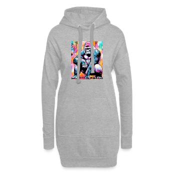 gorille - Sweat-shirt à capuche long Femme - gris chiné - Devant