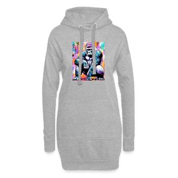 gorille - Sweat-shirt à capuche long Femme - gris chiné - Devant