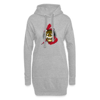 Japanese Oni - Sweat-shirt à capuche long Femme - gris chiné - Devant
