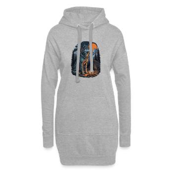 Loup de randonnée - Aventure en plein air - Sweat-shirt à capuche long Femme - gris chiné - Devant