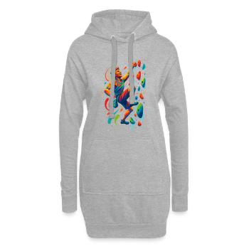 Bouldern Motivation: Kletterer Kunst Design - Hoodie-Kleid - Grau meliert - Vorne