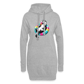 Otter mit Eis im Stencil Style - Hoodie-Kleid - Grau meliert - Vorne