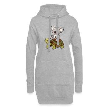 Kleiner Koala reitet Schildkröte - Hoodie-Kleid - Grau meliert - Vorne