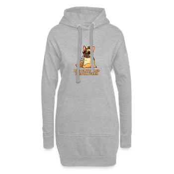 Eiskaffee und Frenchie-Frisur - Hoodie-Kleid - Grau meliert - Vorne