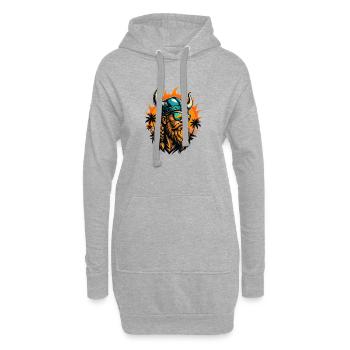 Viking on the beach with sunset - Hoodie Dress - heather grey - Front