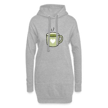 Kawaii Matcha Tea Heart Mug - Hoodie Dress - heather grey - Front