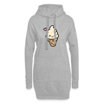 Cornet de glace à la vanille Kawaii - Sweat-shirt à capuche long Femme - gris chiné - Devant