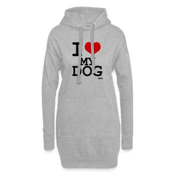 I love my dog - couleurs personnalisables - Sweat-shirt à capuche long Femme - gris chiné - Devant