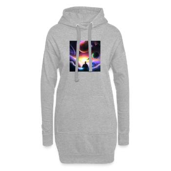 1b - Sweat-shirt à capuche long Femme - gris chiné - Devant