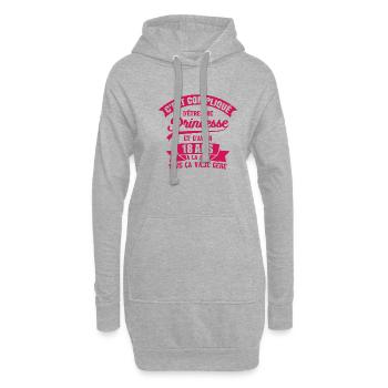 anniversaire de 18 ans. Princesse, fille, cadeau - Sweat-shirt à capuche long Femme - gris chiné - Devant
