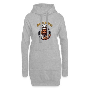 Citrouille d’Halloween avec chapeau de boulanger et pain - Sweat-shirt à capuche long Femme - gris chiné - Devant