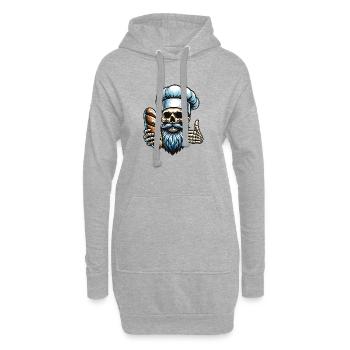 Skull mit Bäckermütze und Brot - Hoodie-Kleid - Grau meliert - Vorne