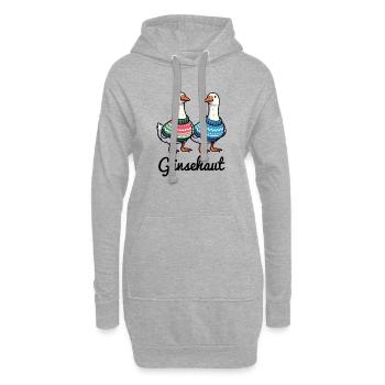 Gänsehaut - Gänse mit Strickpullovern - Hoodie-Kleid - Grau meliert - Vorne