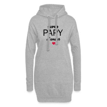 Super papy d'amour - Sweat-shirt à capuche long Femme - gris chiné - Devant