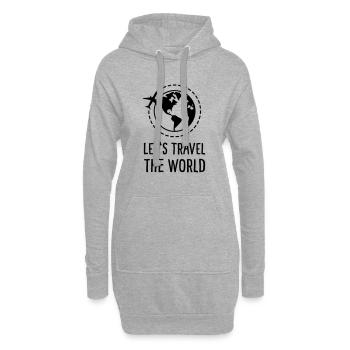 Let's Travel the World - Hoodie-Kleid - Grau meliert - Vorne