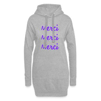 MERCI. THANKS. THANK YOU. ANNIVERSAIRE. NAISSANCE. - Sweat-shirt à capuche long Femme - gris chiné - Devant